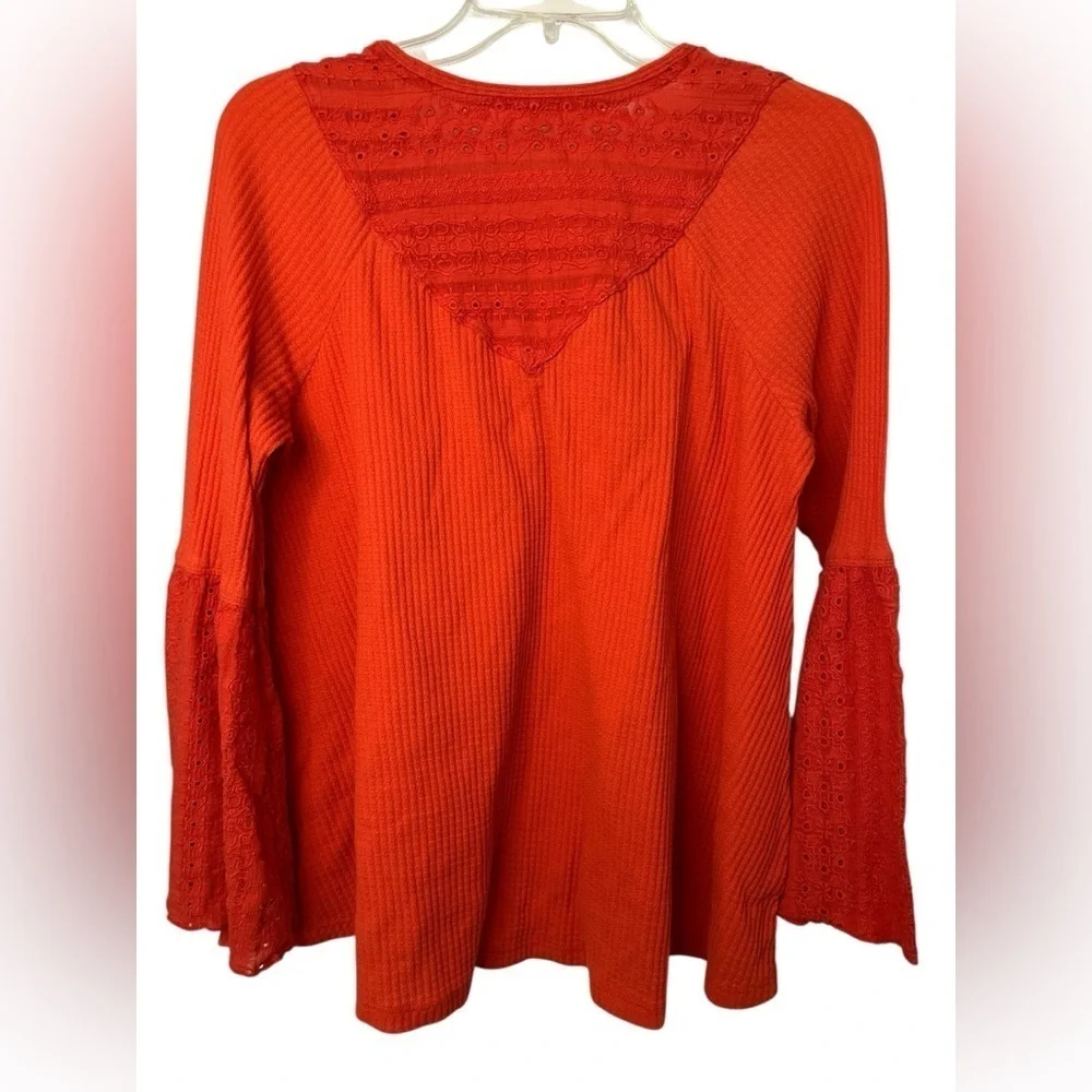 Free People Parisian Nights Blouse Top Vermillion